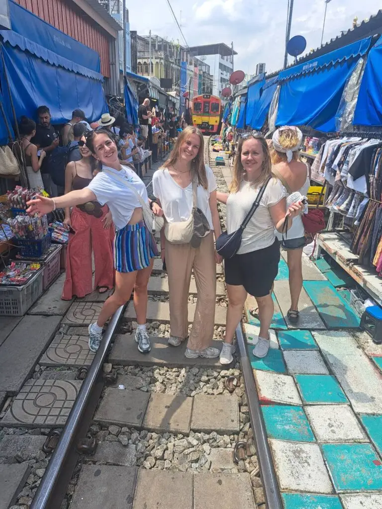 Family and friends enjoy our Maeklong Railway Market Tour.